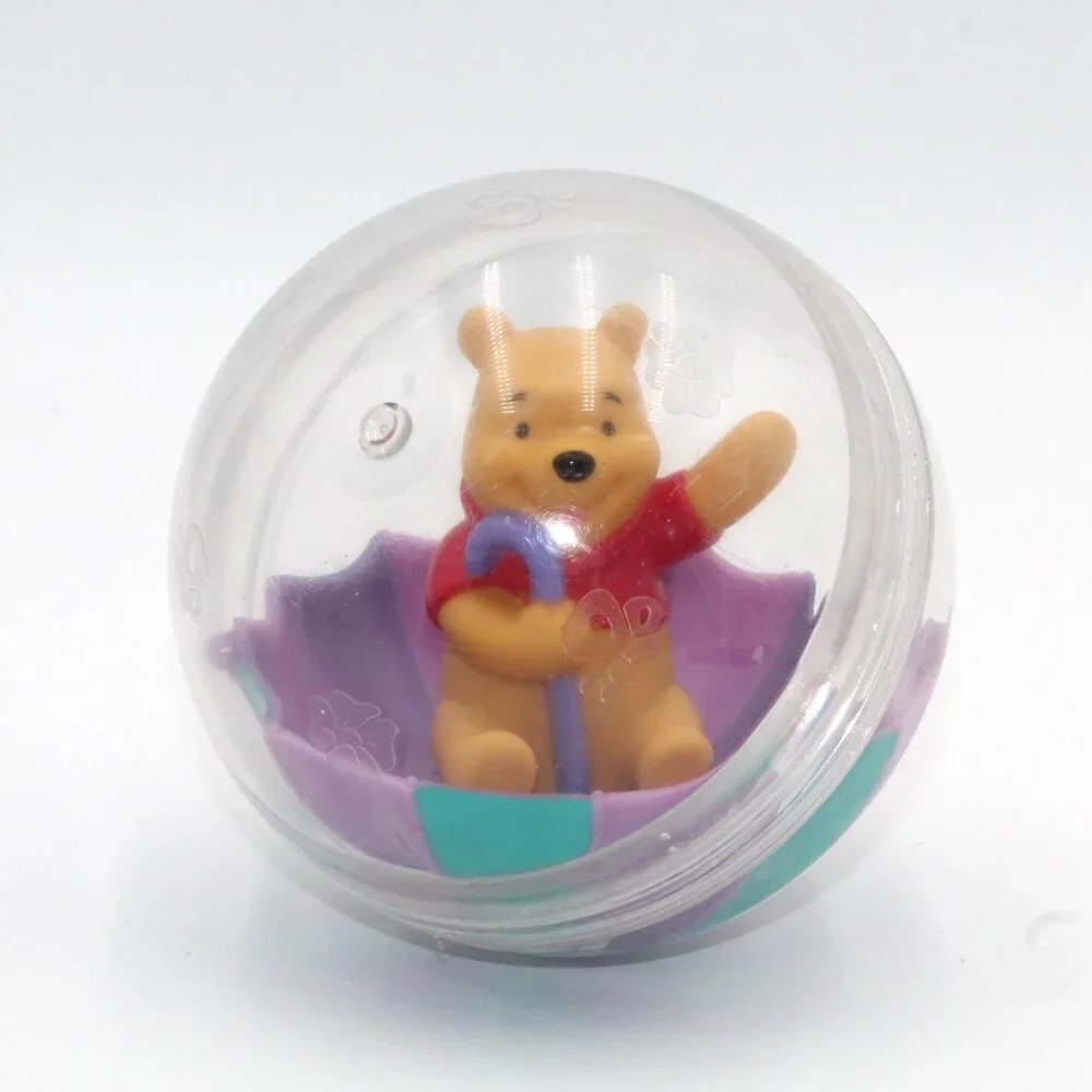 Vtg RARE Disney Plastic Rattling Rolling Winnie The Pooh Clear Ball Sensory Toy